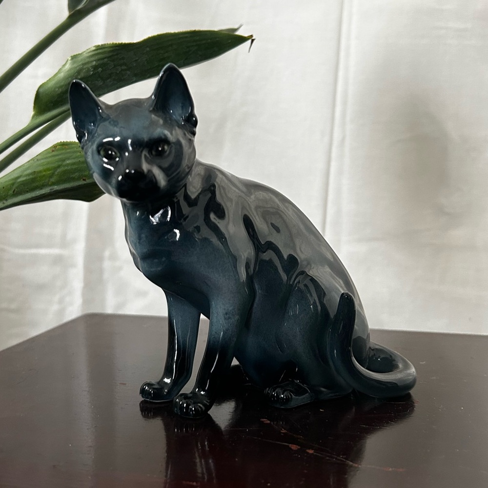 VTG 70’s RUSSIAN BLUE CAT FIGURINE | RARE TEAL